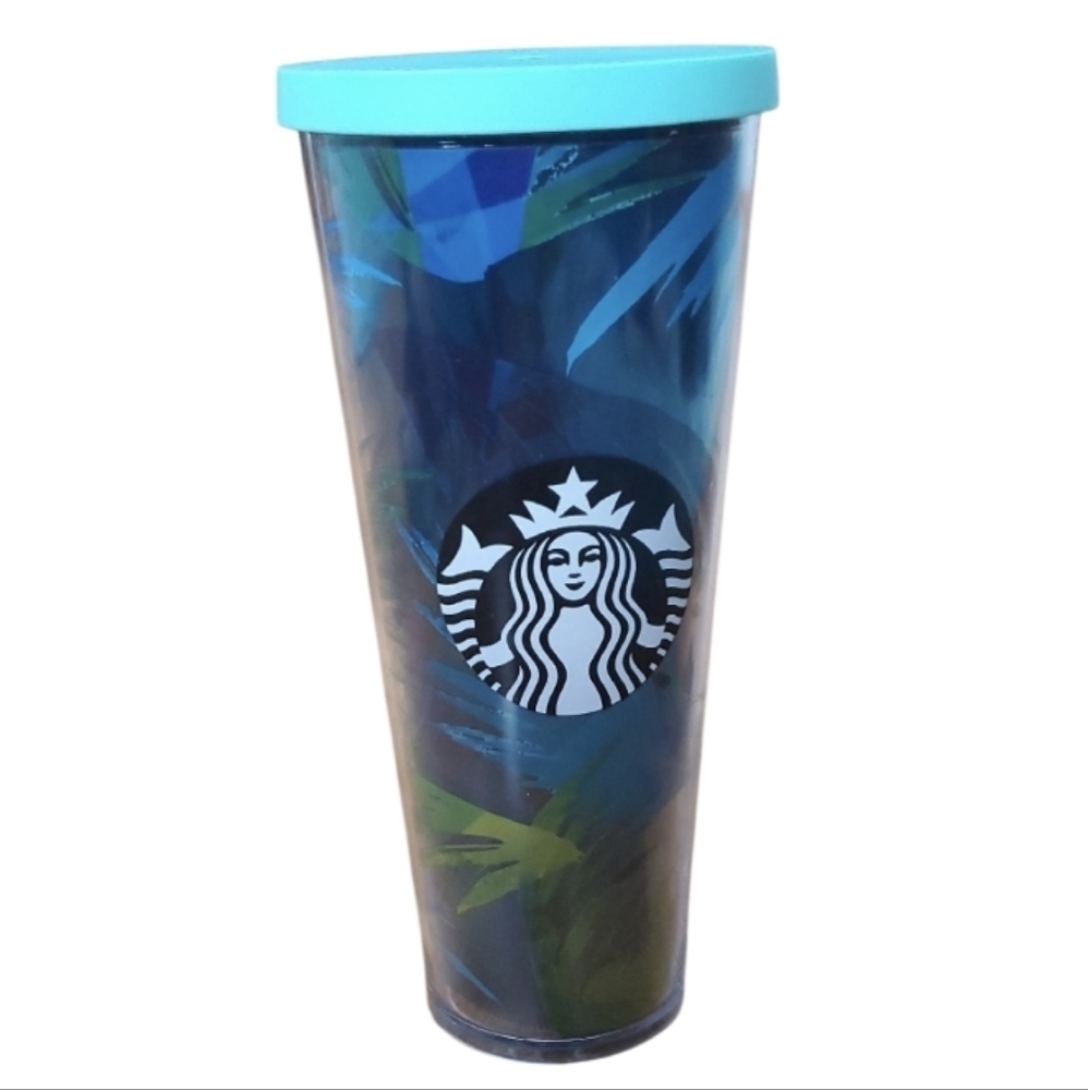 Starbucks Hawaii Palm Tree Fronds Venti‎ 24oz Tumbler with Aqua Lid